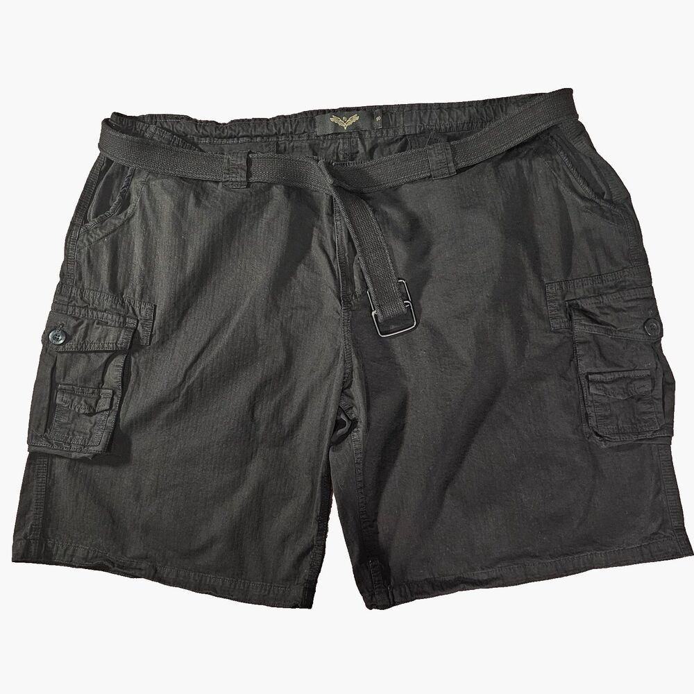 FJ Fashion and Style Cargo Shorts Black Size 50 Tie Waist Belt